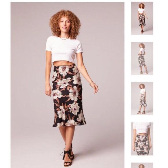 Band of Gypsies Dresses & Skirts - Band Of Gypsies Womans size XL Magnolia Floral Midi Skirt Boho Lined Black NEW